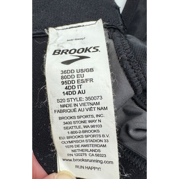 Brooks Dare Racerback DriLayer Wireless Sports Bra 350073 Gym Running Black 36DD - Picture 5 of 6